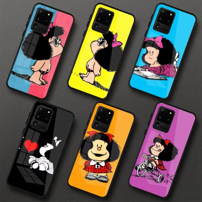 Mafalda милые Мультяшные девушки фотообои для Samung A32 A51 A52 NOTE 10 20 S10 S20 S21 S22 Pro Ультрачерный PC стеклянный чехол для телефона