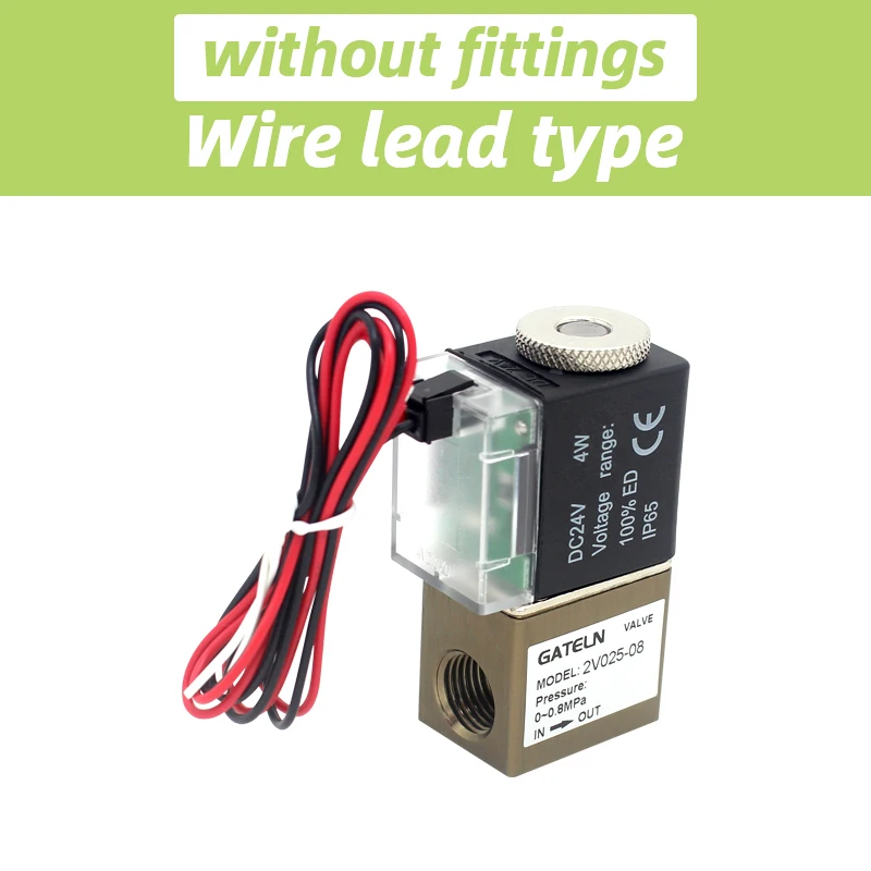 

2V025-08 Нормально закрытый проволочный свинцовый пневматический регулирующий клапан 12 В 24 В 220 В 1/4 "2-ходовой 2-позиционный воздушный электромагнитный клапан