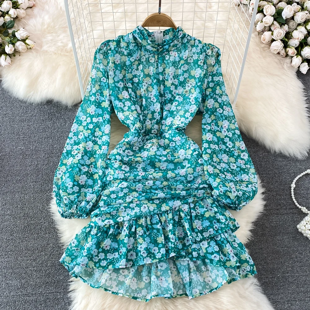 

Женское винтажное платье с завышенной талией, плиссированное повседневное ТРАПЕЦИЕВИДНОЕ праздничное платье в Корейском стиле с длинным р...