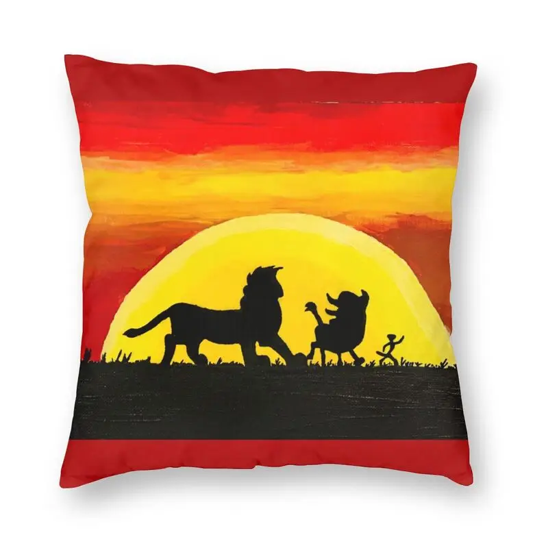 

The Lion King Painting At Sunset Pillow Cover Home Decorative Funny Anime Film Hakuna Matata Cushion Covers Velvet Pillowcase