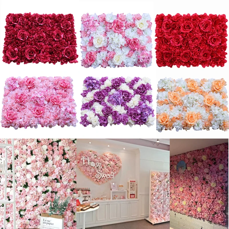 

Artificial Flower Wall DIY Wedding Decoration Peony Rose Fake Flowers Hydrangea Wedding Flower Panels Artificial Flower Decor