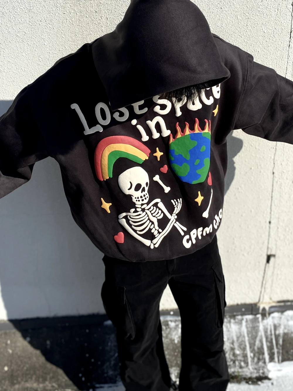 Повседневные винтажные мужские топы Yao888 с капюшоном и пенным принтом уличная