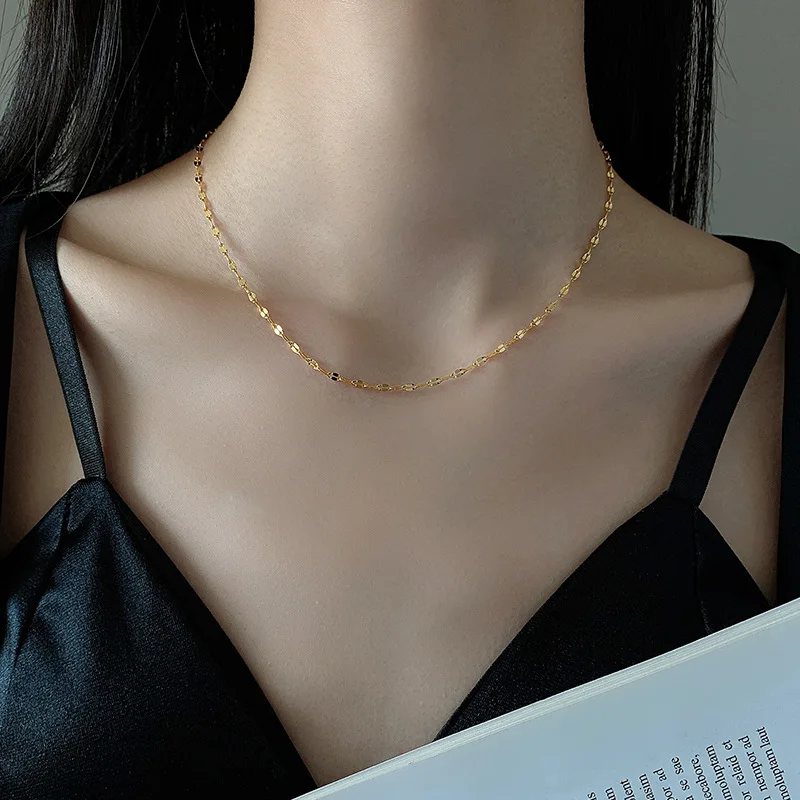 

Fine Clavicle Chain Necklaces For Women Girls Simple Wave Sweater Chain Stainless Steel No Fade Charm Gift Jewelry Wholesale