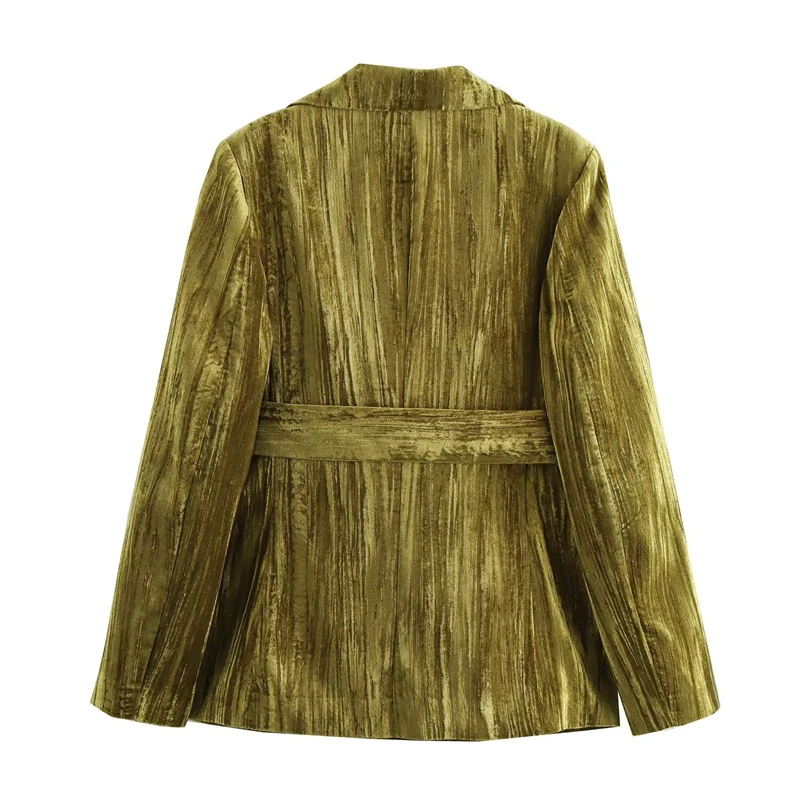 KEYANKETIAN новый зимний женский бархатный костюм с поясом ретро-стиль пиджак