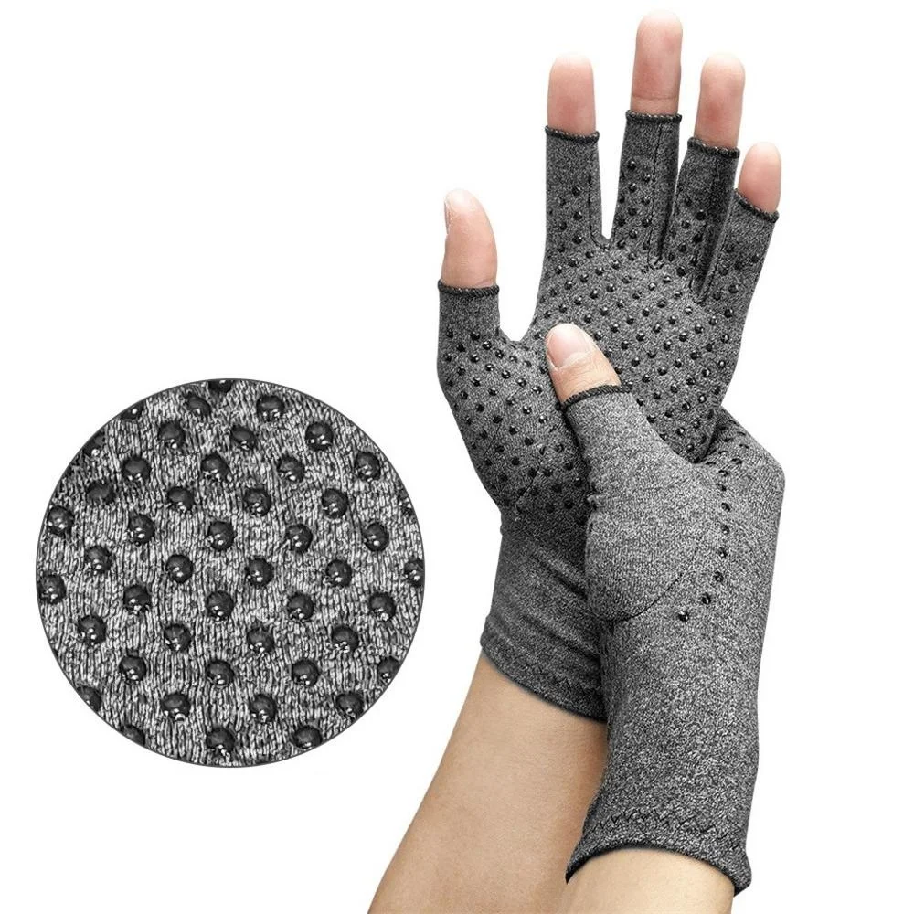 

New Compression Arthritis Gloves Wrist Support Cotton Joint Pain Relief Half-finger Hand Brace Women Men Therapy