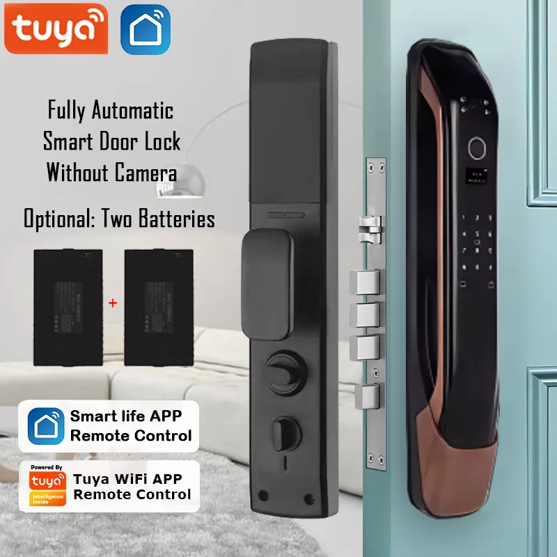 

Полностью автоматический дверной смарт-замок Tuya с управлением через приложение, электронный цифровой дверной замок со сканером отпечатков пальцев и паролем, умный дверной замок
