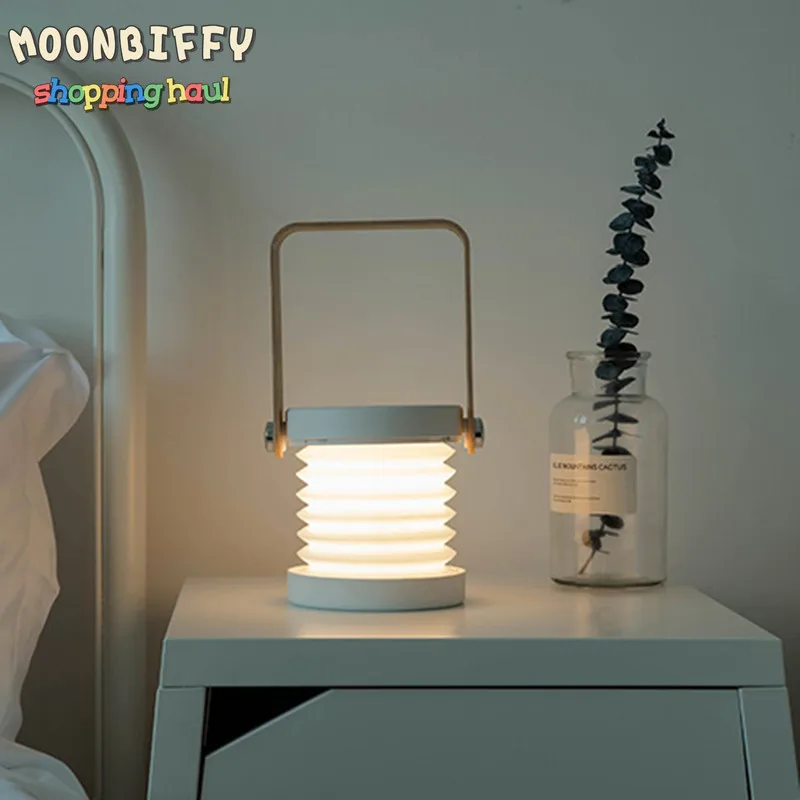 

Creative Wooden Handle Portable Lantern Lamp Telescopic Folding Led Table Lamp Charging Night Light Reading Lamp Room Decor