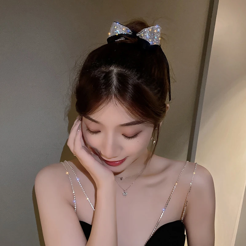 НОВЫЕ шикарные блестящие бриллиантовые шиньоны для волос с бантом женщин