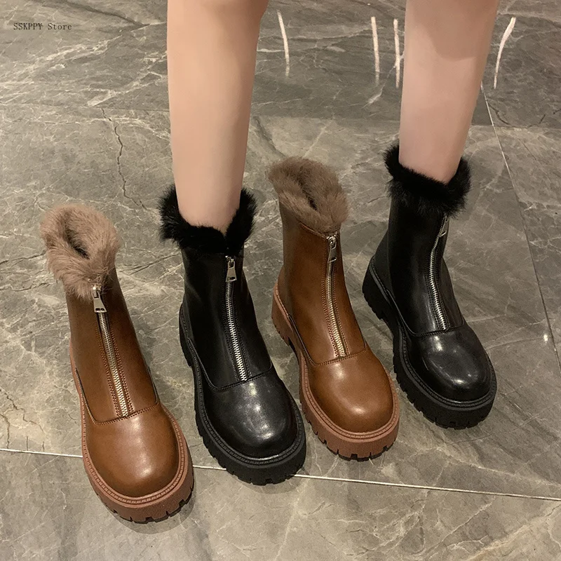 

Thick-soled winter Boots Women 2022 New Autumn and Winter Cotton Boots Fashion Wild Round Head Comfortable Short Boots Women