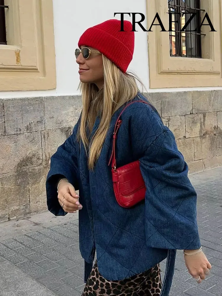 Женский джинсовый кардиган с V-образным вырезом и длинным рукавом