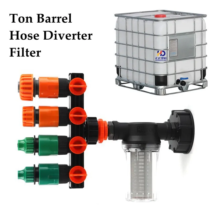

4-ходовой разводной шланг для сада фильтр полива IBC, адаптер для резервуара S60 тонн, соединительное оросительное устройство для аквариума