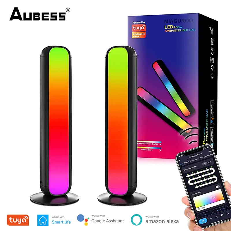 

2pc Wifi Smart Light Bars Diy App Control RGB Smart LED Lights 10w Tuya Colorful Light Smart Home Voice Control Adjust Color