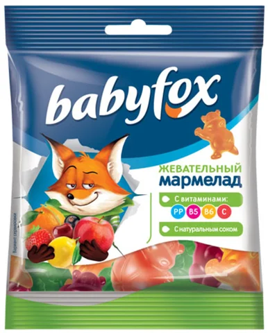 «BabyFox», мармелад жевательный с соком ягод и фруктов, 30 г - изображение