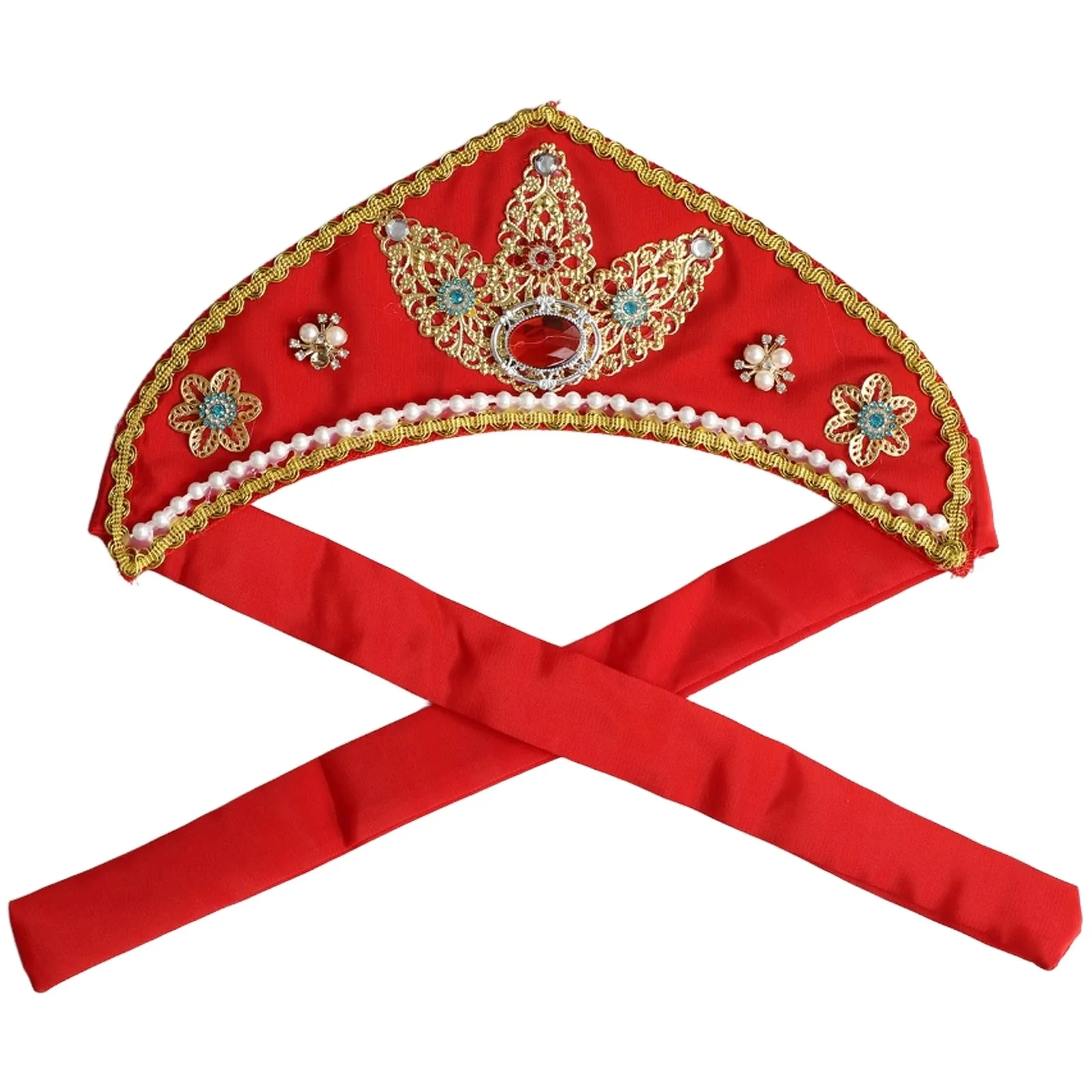 Фото Головной убор русских этнических меньшинств, женский складной повязка на голову ручной работы, Корона Тюдоров эпохи Возрождения, национальный танец, головной убор из бисера, корна №1