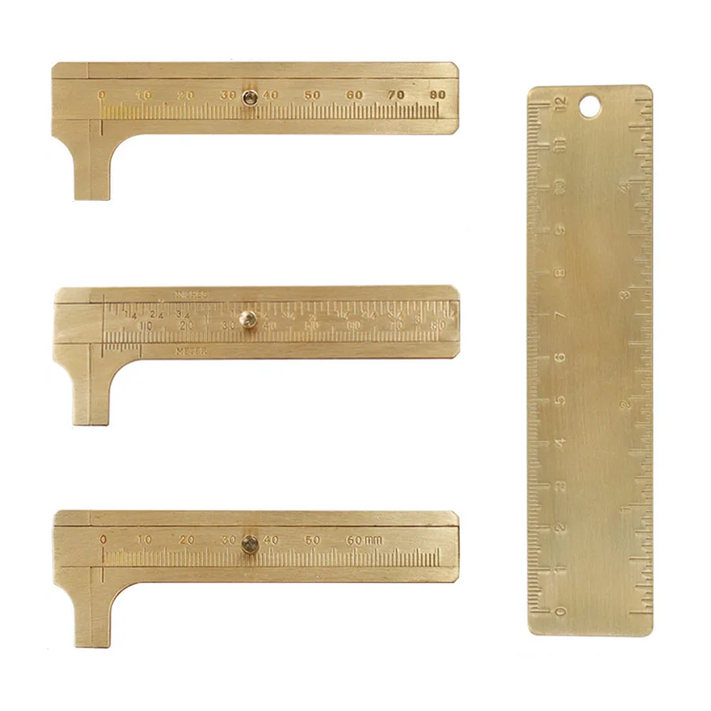 

1pc Portable Brass Caliper Pure Copper Vernier Dual-Scale Vernier Calipers Measuring Ruler For Diy Craft Necklace Jewelry Making