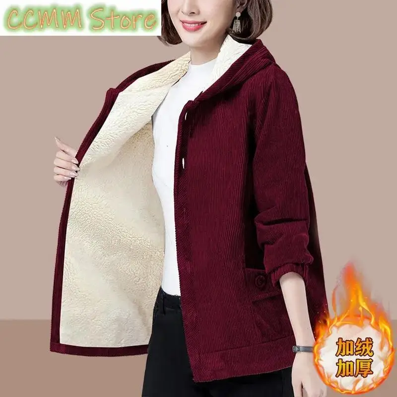 Сплошной цвет весенне-осенняя вельветовая куртка женская зимняя верхняя одежда