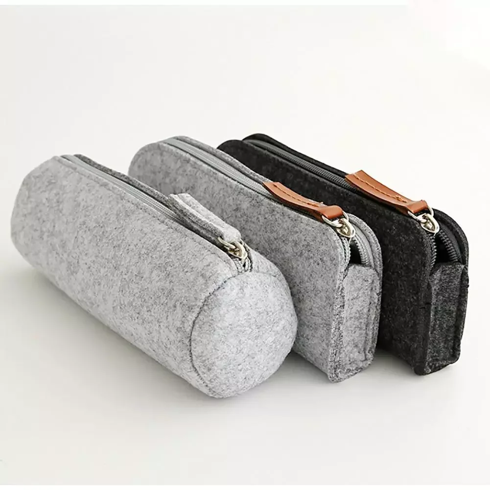 

Bags Simple Felt Zipper Cosmetic Pouch Pencil Bag Pen Case School Supplies Stationery Office School Supplies