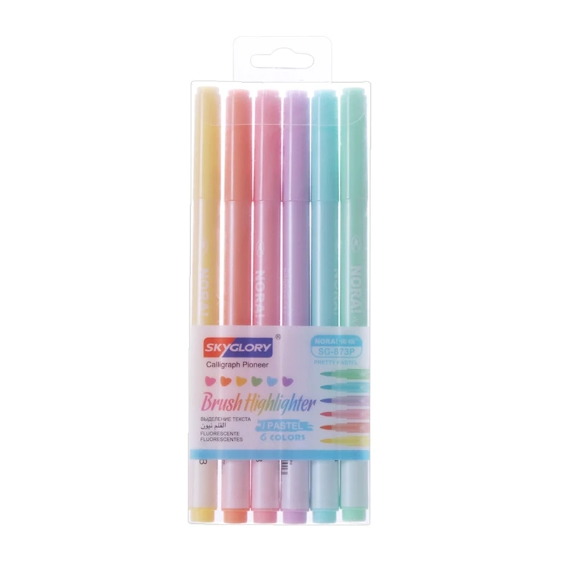 

Highlighters Pens Soft Brush Highlighters School Supplies for Students
