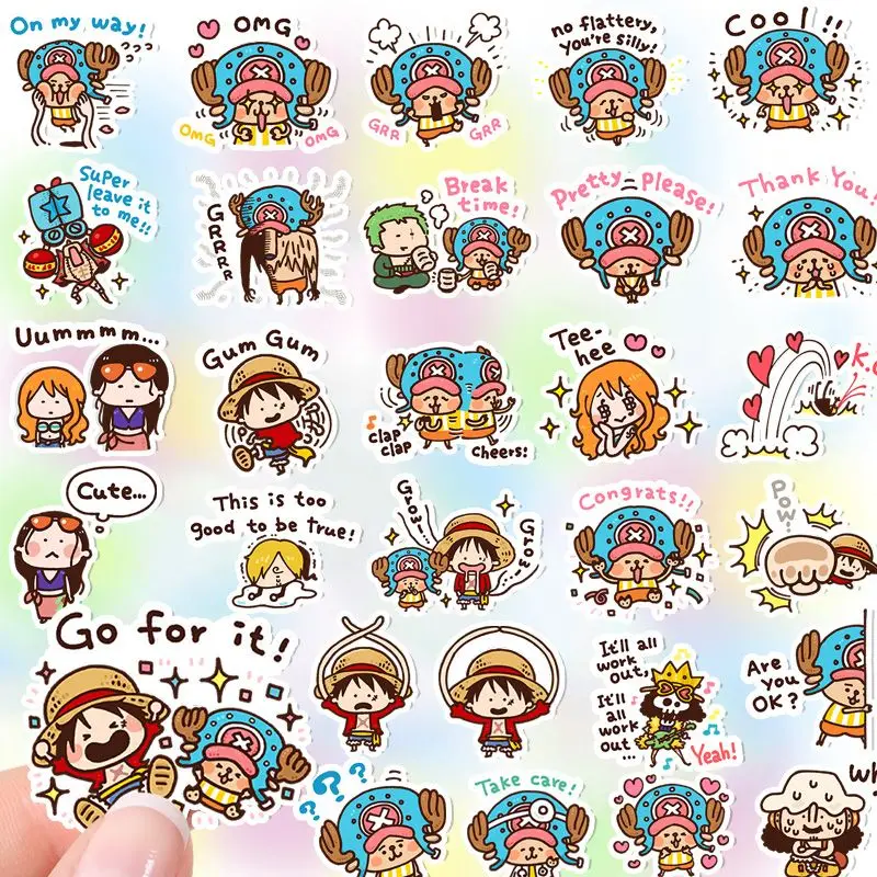 

Kawaii Anime Sticker Luffy Zoro Sanji Nami Usopp Chopper Robin Stickers School Supplies Stationery Cute Laptop Phone Case Decor
