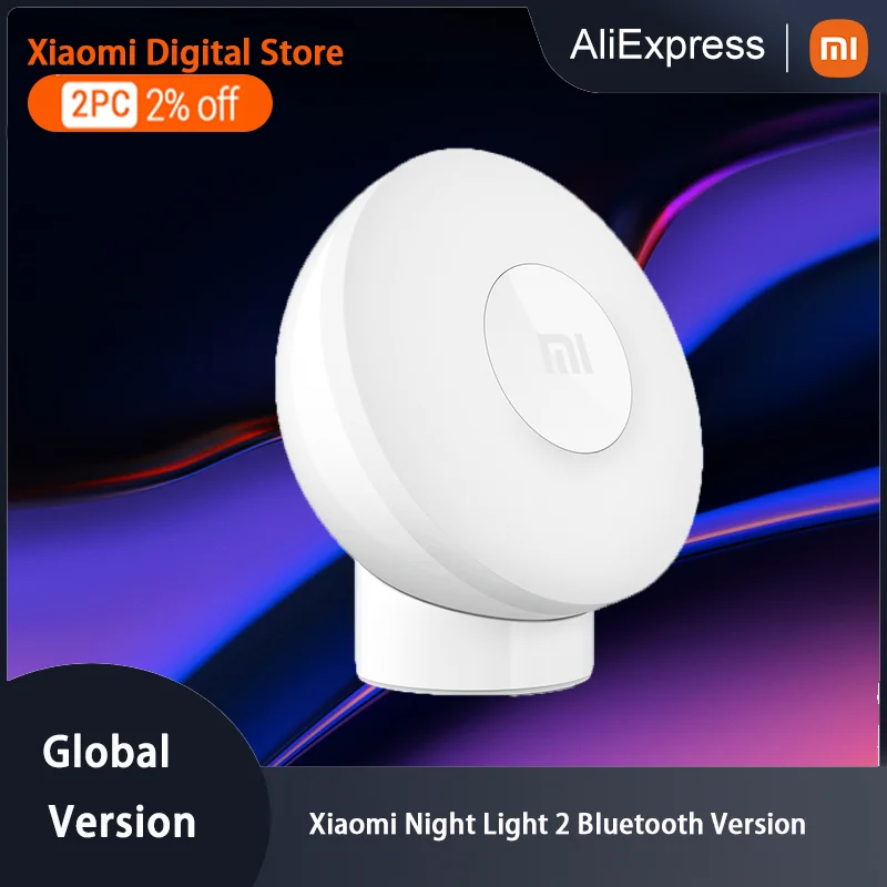 

Xiaomi Motion-Activated Night Light 2 Bluetooth Version Adjustable Brightness Infrared & Light Sensor Work With Mi Home App