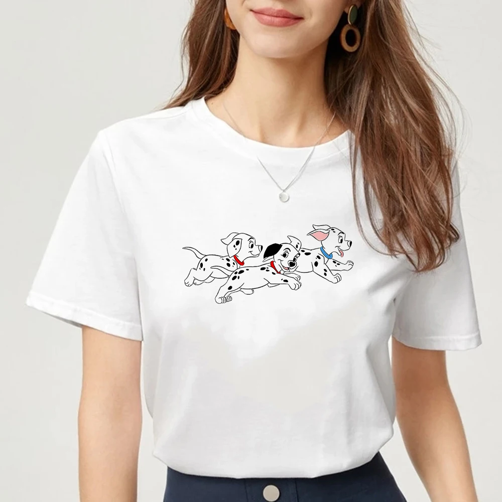 

Women Summer Tshirt Woman Simple Disney 101 Dalmatians Ladies Funny Tees Tops Dropship Little Spotted Dogs Print T-shirt