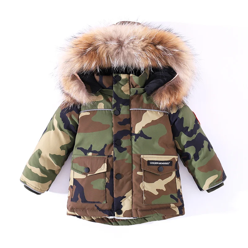 -30 Degrees new children's winter clothing Camouflage thick down jacket for little boys Warm red down coat for little girls 2-8T