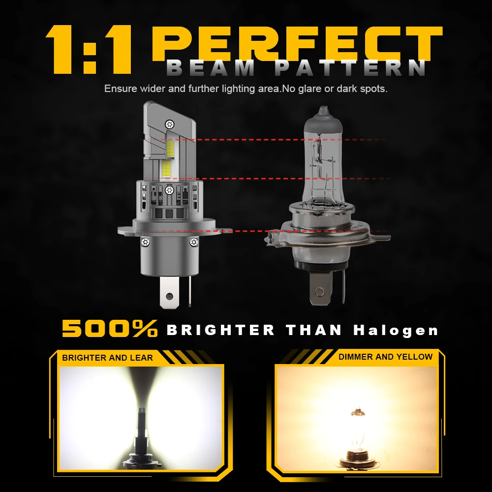 BMTxms 2 шт. 9003 лм H4 лампы для фар головного света Canbus 1:1 дизайн 6000 HB2
