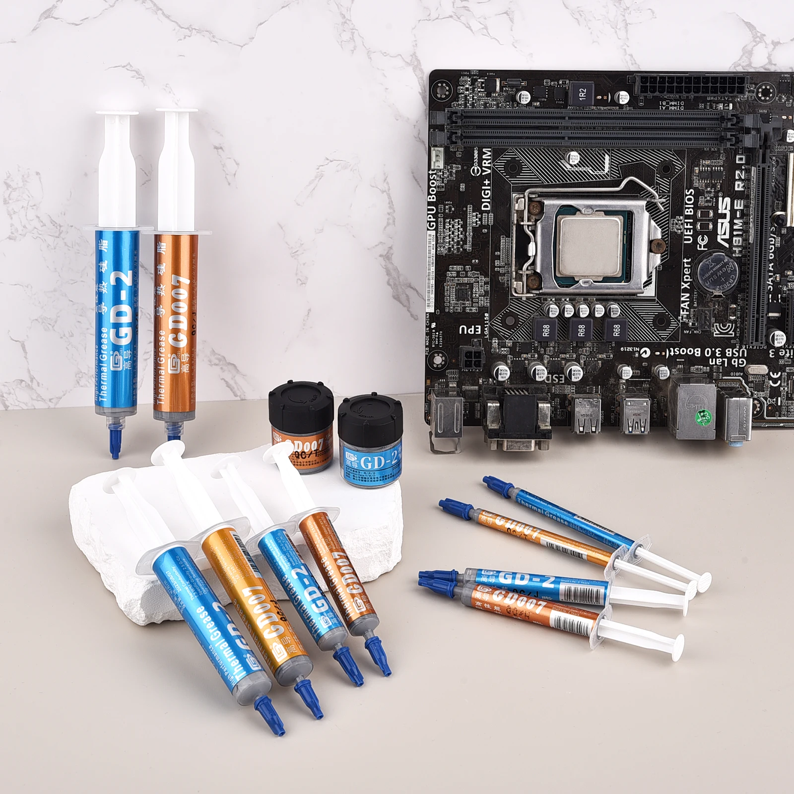 Фото GD900 GD007 GD-2 термопроводящая смазочная паста силиконовая штукатурка для радиатора для процессора, графического процессора, компьютерных процессоров, охладителей №4