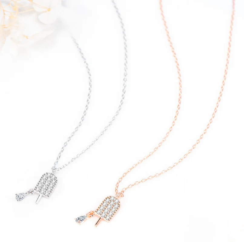 

2022 Sterling Silver S925 Popsicle Ice Cream Ladies Necklace Sweet Style Fashion Jewelry Ice Cream Clavicle Chain