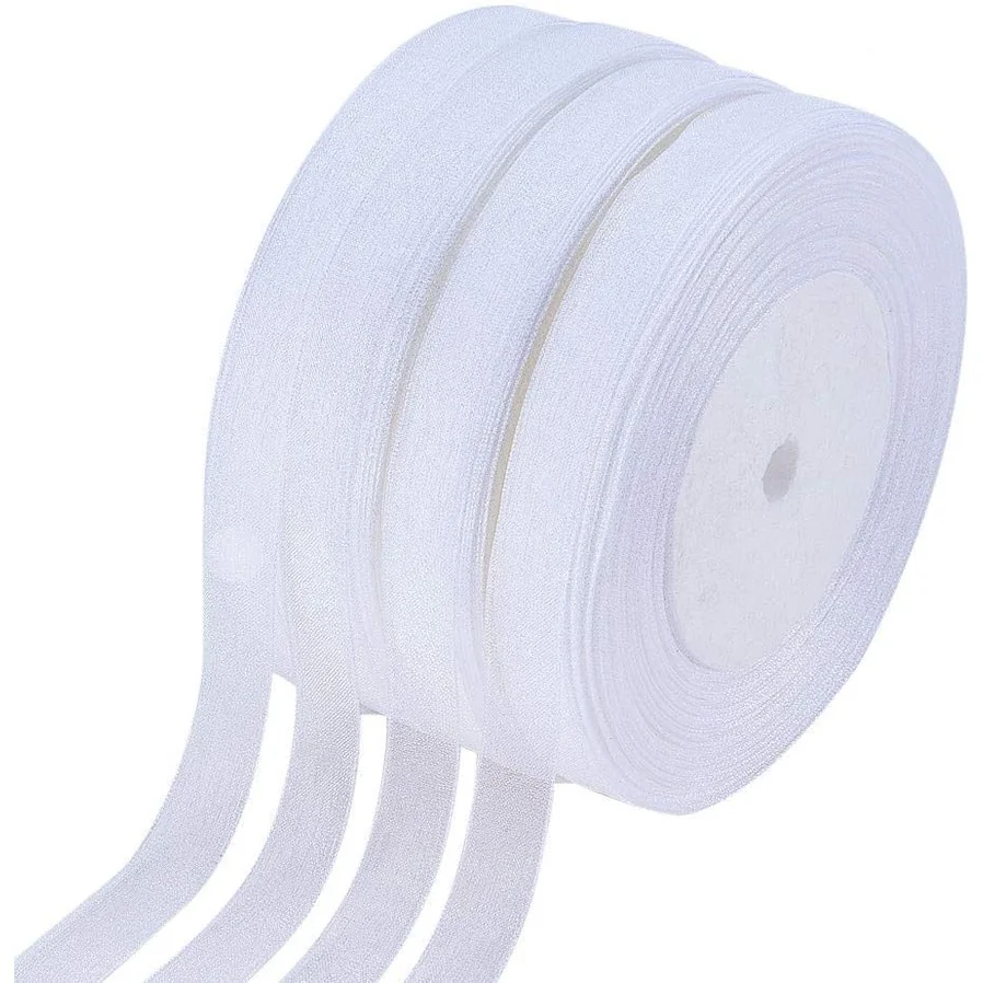 

500Yards (10 rolls X 50yd) 1/2" Wide Sparkle Sheer Organza Ribbon for Festive Chrismas Decoration DIY Crafts Arts & Garden White