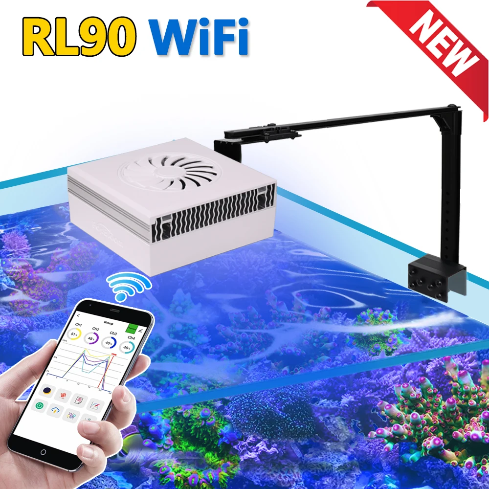 

PopBloom RL90 Wi-Fi Led Aquarium Lamp for Reef Coral, Marine Aquarium Light for 40cm-60cm Reef Coral SPS/LPS Saltwater Fish Tank