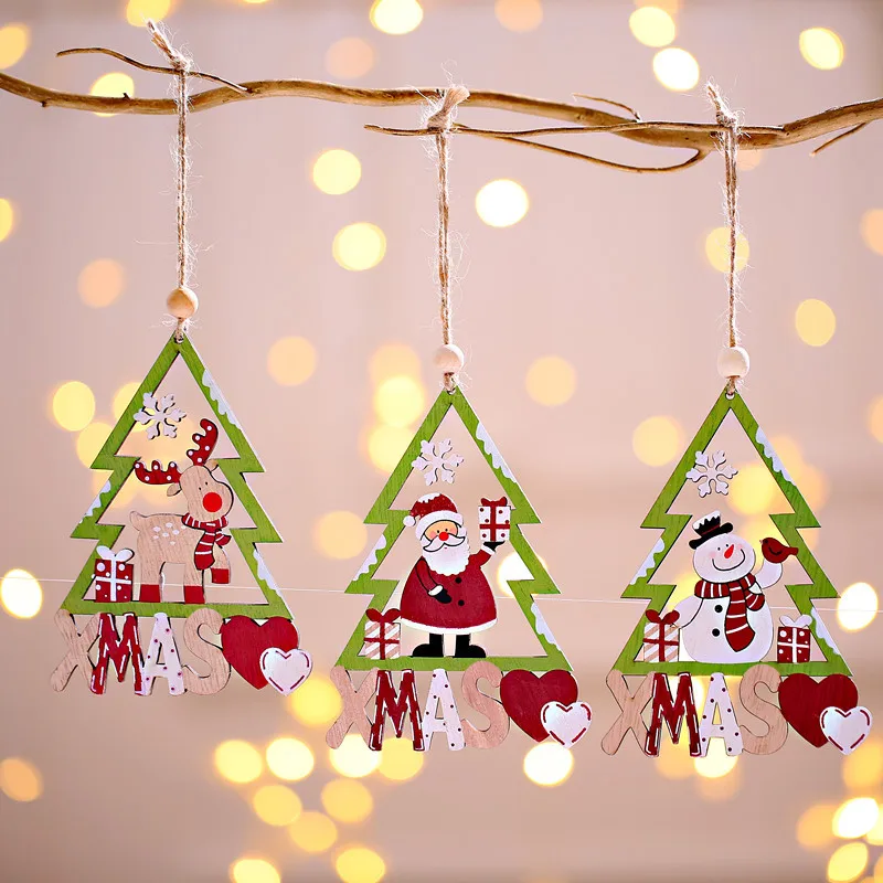 

Рождественские украшения, деревянные искусственные деревянные цветные полая елка, подвесные украшения, праздничные товары для вечерние