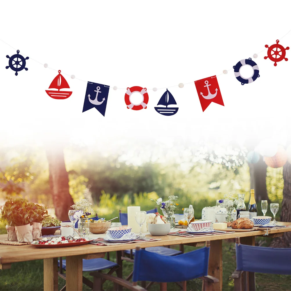 

Banner Nautical Party Decorations Garland Theme Banners Ocean Anchor Sailing Bunting Yacht Sailboat Rudder Cruise Door Coastal
