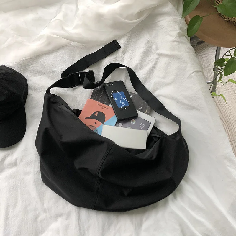 Outdoor Sports Solid Zipper Women's Nylon Hobo Casual Crossbody Shoulder Bags Large Female Tote Purse Casual Travel Shopping Bag