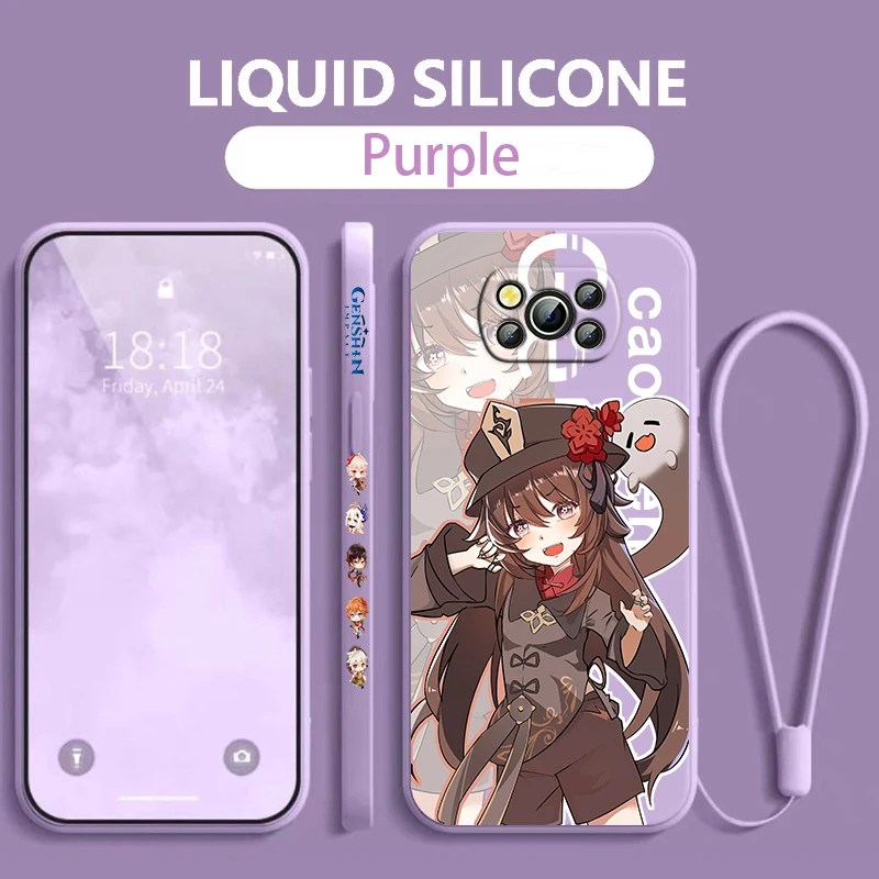 

Genshin Impact Nahida HUTAO Xiaomi Poco Phone Case For X4 X3 F4 F3 NFC M5 M4 M3 GT S Pro 4G 5G Liquid Left Rope Cover
