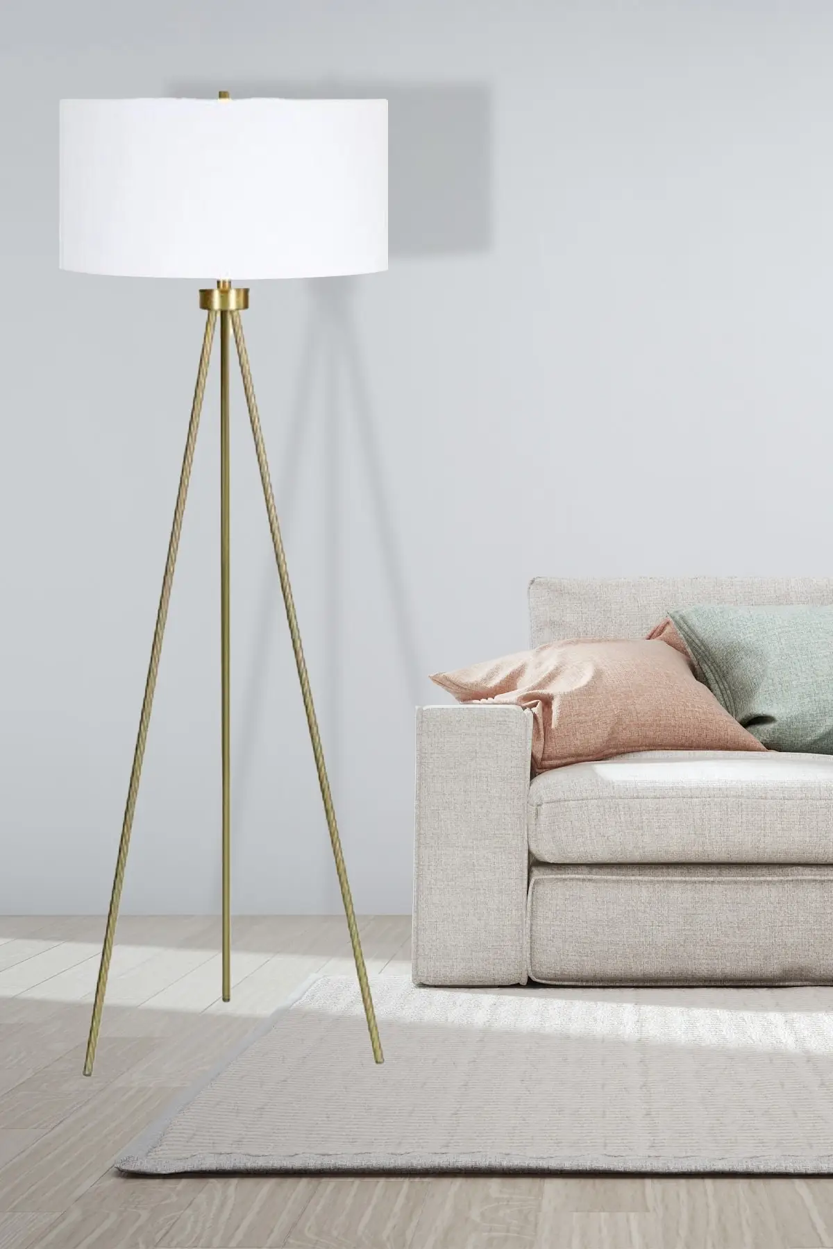 

Bahra белая шляпа античная окрашенная Современная дизайнерская напольная лампа с 3 ножками для гостиной