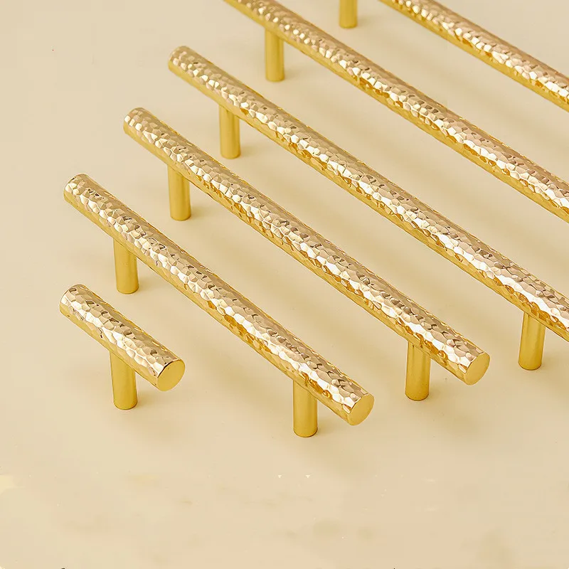 

Латунная ручка, узор «молоток», роскошная мебель с золотым светом, фурнитура, шкаф, ящик, дверная ручка шкафа, ручка из твердой меди