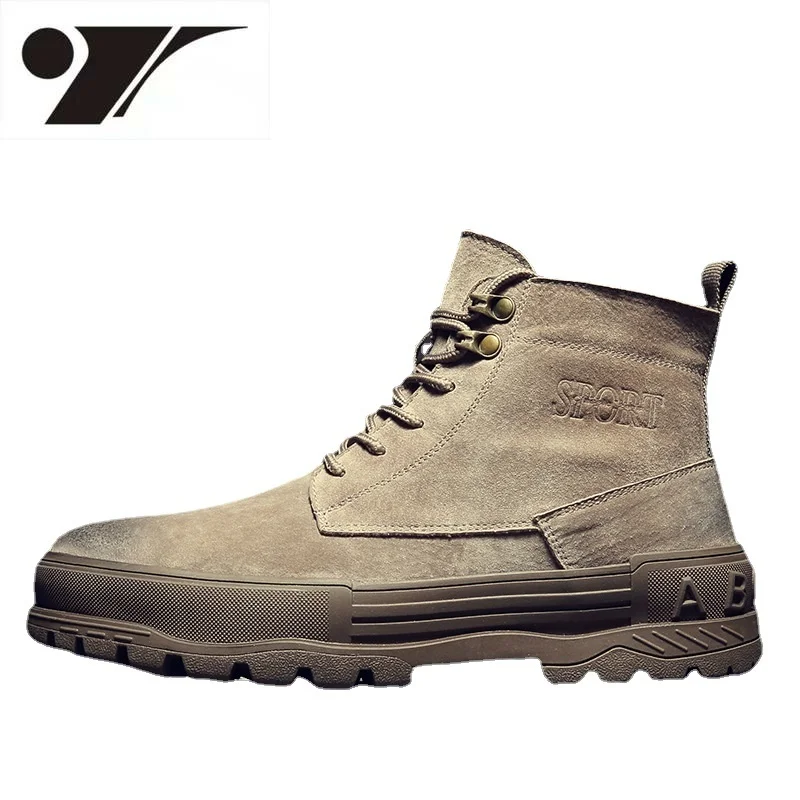 

Ботинки мужские из натуральной кожи, низкие, Нескользящие, в стиле ретро, Рабочая обувь, военные ботинки