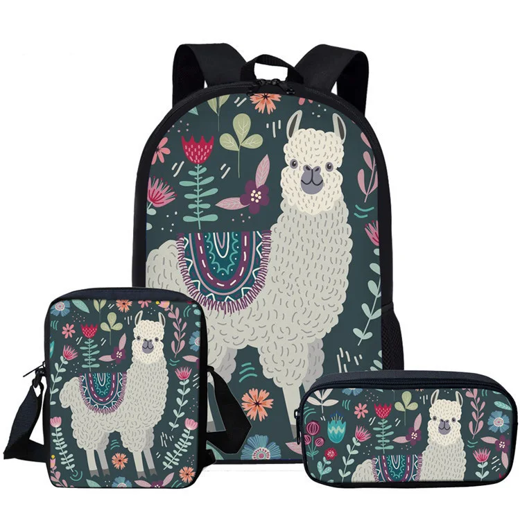 3 шт., детский школьный рюкзак с регулируемым ремешком и принтом животных