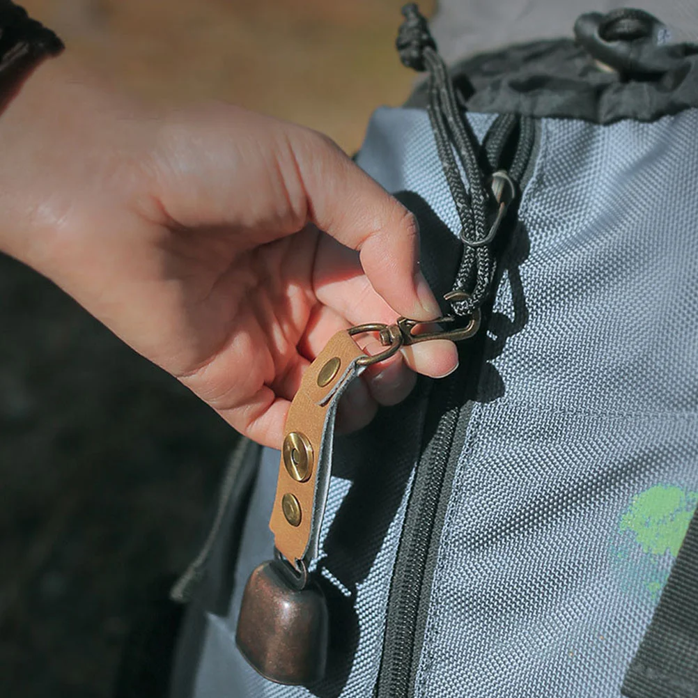 

2 Pcs Outdoor Backpack Caramel Colour Alarming Bells Key Ring Supply Hiking Hanging Travel