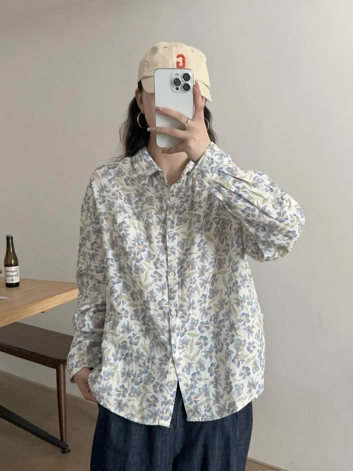 Новинка осенняя хлопковая рубашка с цветочным принтом женские милые топы