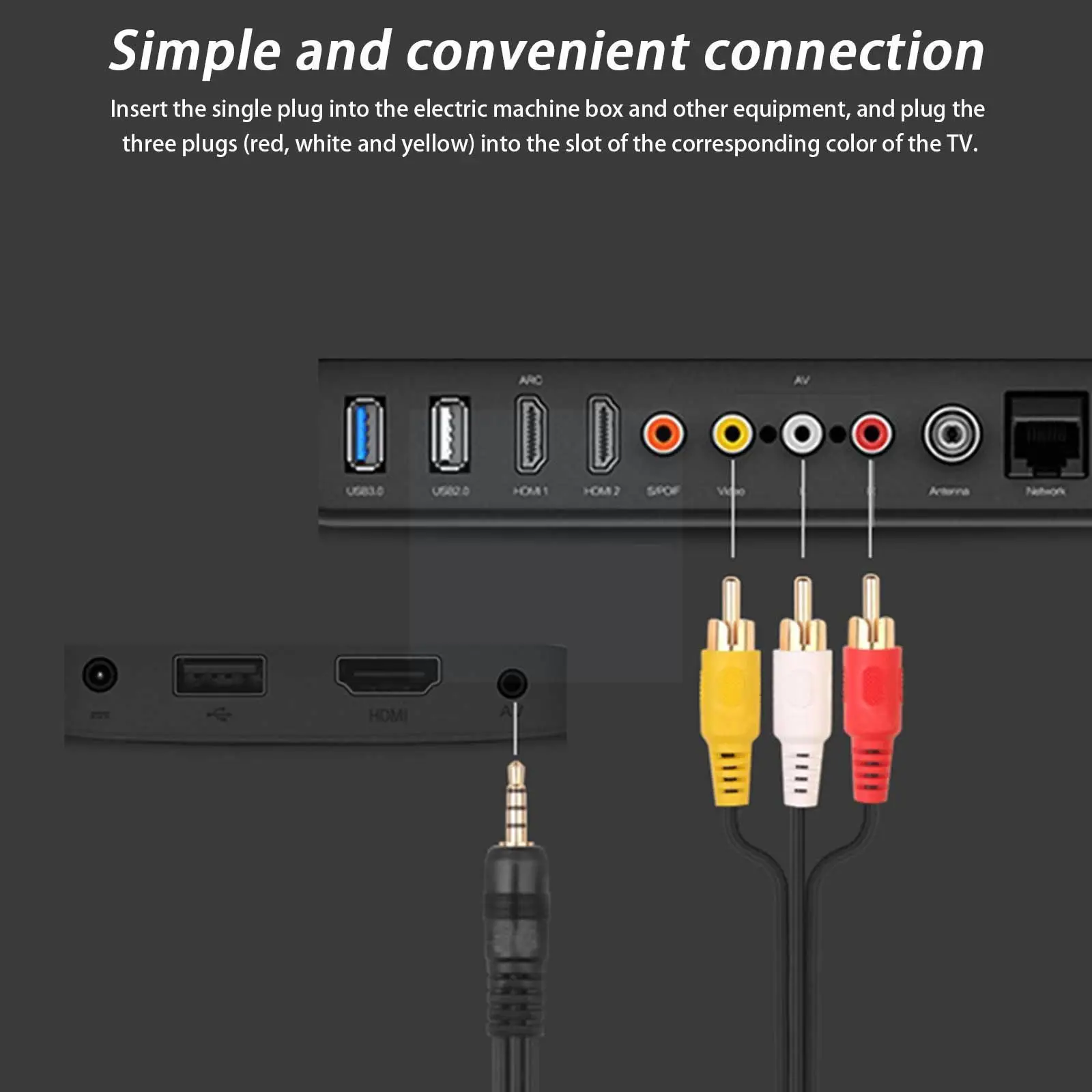 

1.5m 3in1 Audio Video Cable RCA 1 To 3 Composite Audio AV To Plug Male Male Cord Cable With Video Cameras Connected DVD TV D4L0