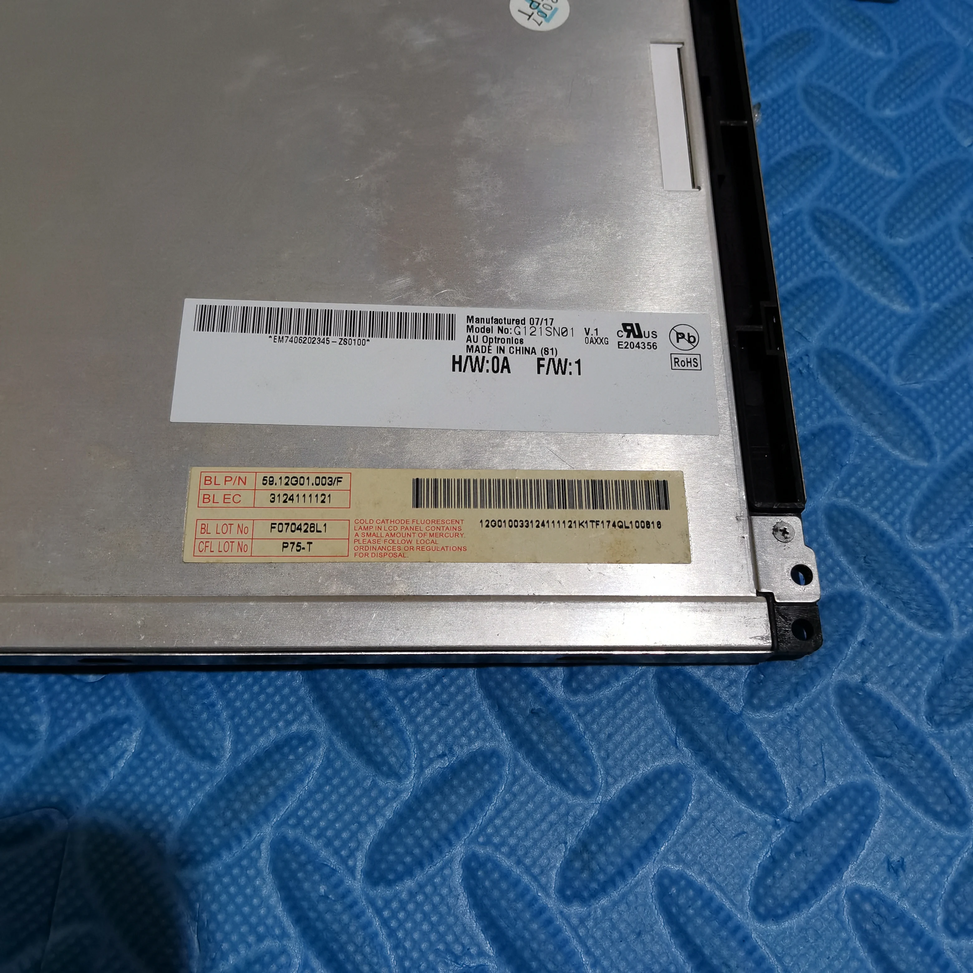 Оригинальная панель ЖК-экрана 12 1 дюйма G121SN01 V1 Замена