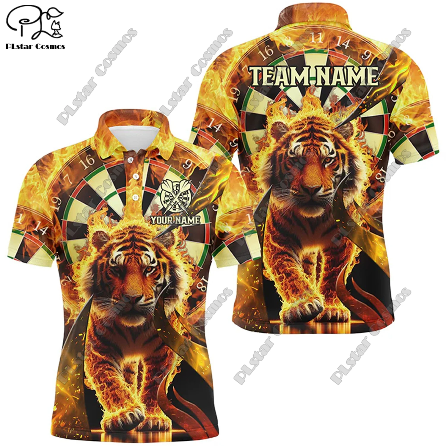 Футболка-поло с 3D-принтом пламени универсальная для отдыха спорта