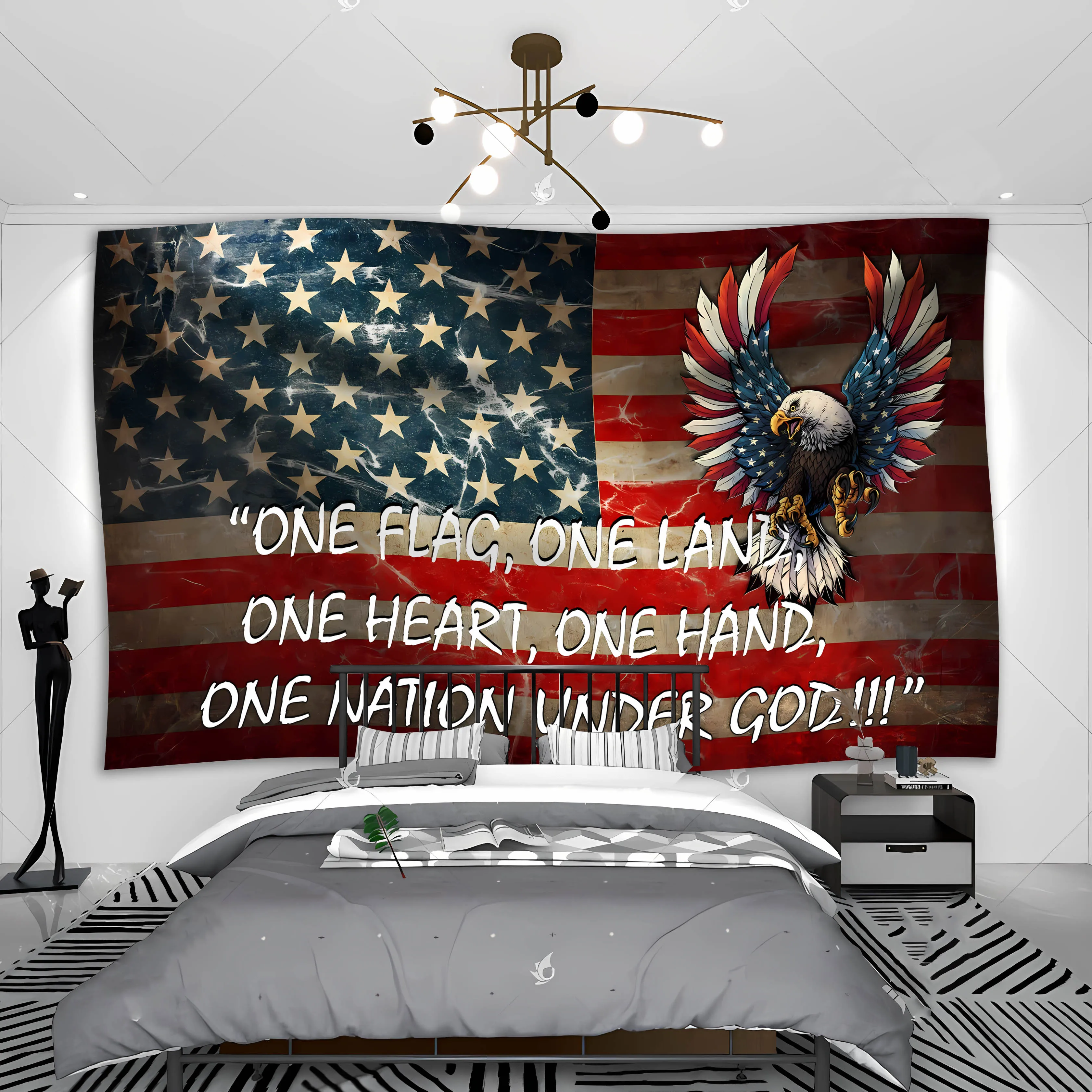 

TS-JmDecoAmerican Flag Tapestryamerican Bald Eagle Star-Spangled Banner Tapestry Four Seasons Cool Bedroom Independent Dormitory