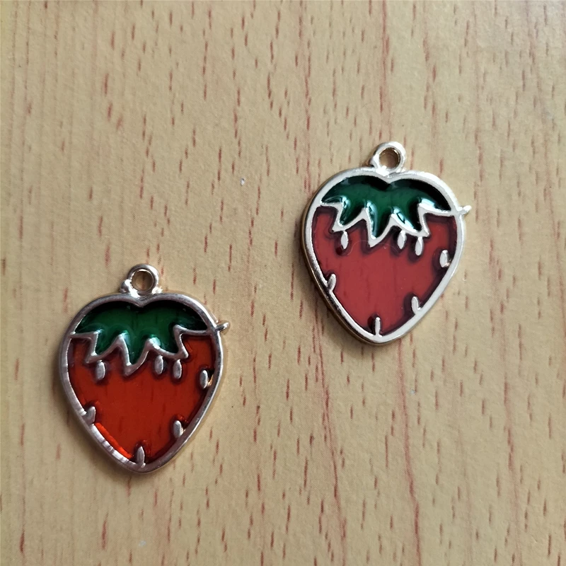 10 шт. Золотой металлический фрукт эмаль очаровательные красные аксессуары для