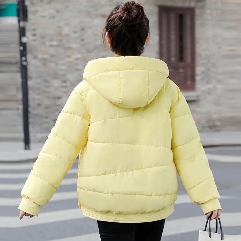 PinkyIsBlack Winter Puffer Jacket for Women 2023 New Hooded Cotton Padded Solid Warm Oversized Casual Coat Women Parkas Outwear