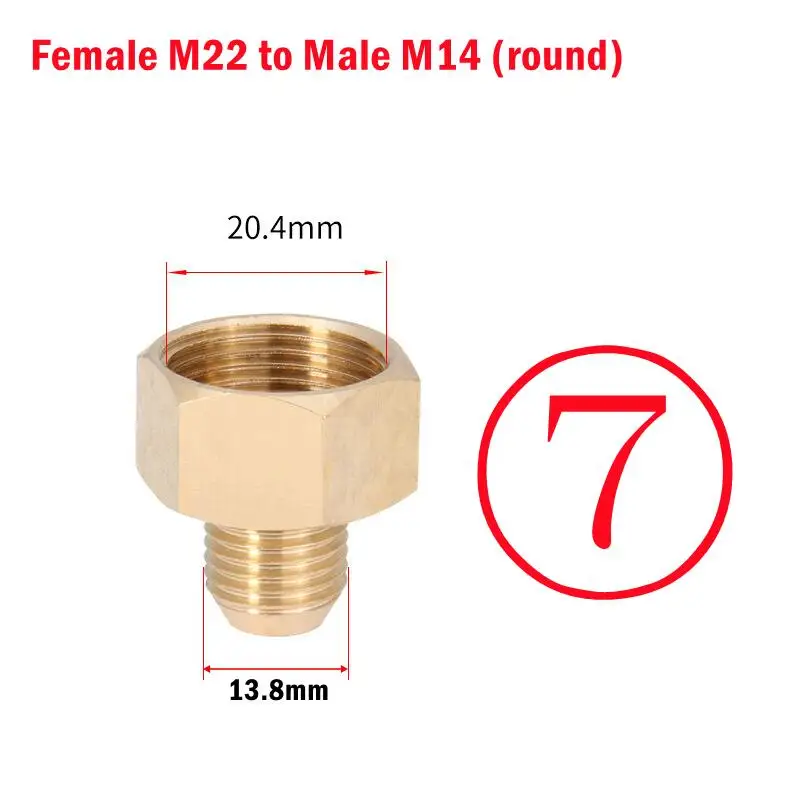 Переходник M22 (штекер)/M14 (разъем) латунный для моющего устройства высокого