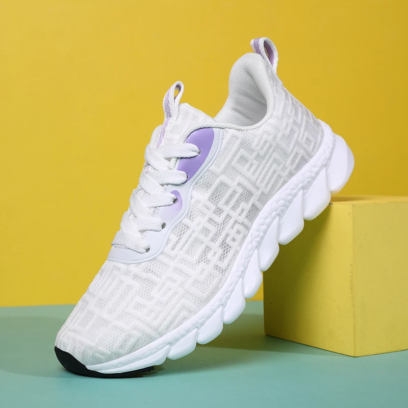 

2022 New Womens Running Shoes Air Cushion Athletic Sneakers Walking Breathable Sport Lace Up Hight Platform Casual Sport Shoes
