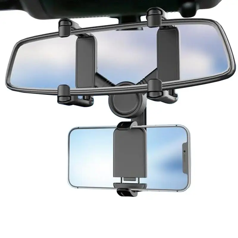 

Rear View Mirror Phone Mount For Car 360 Rotatable And Retractable Car Phone Mount Automobile Cradles Universal Car Phone Holder